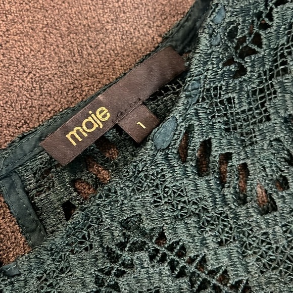 Maje Losa Layered Lace Top in Vert Size 1/36/S - Picture 9 of 11